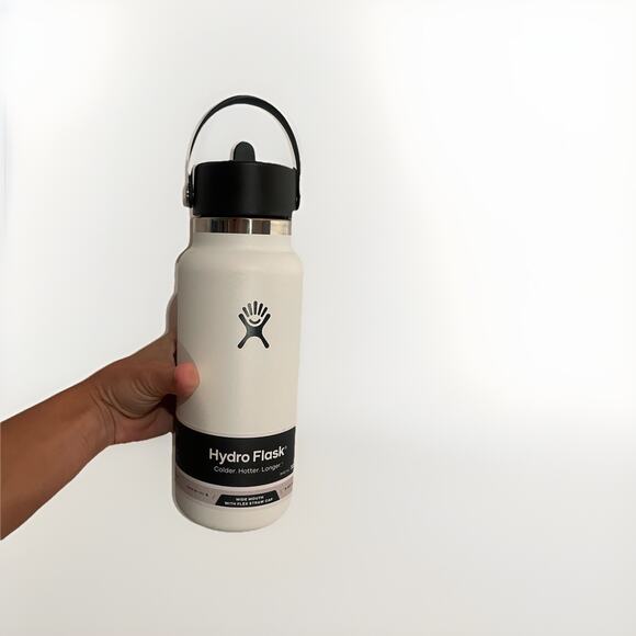 HYDRO FLASK Widemouth Insulated Bottle W/ Flex Cap 32 OZ White (New) - Picture 1 of 3